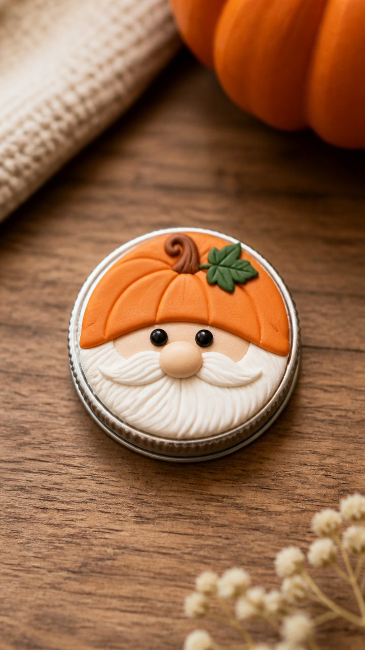 Pumpkin Gnome Mason Jar Lid