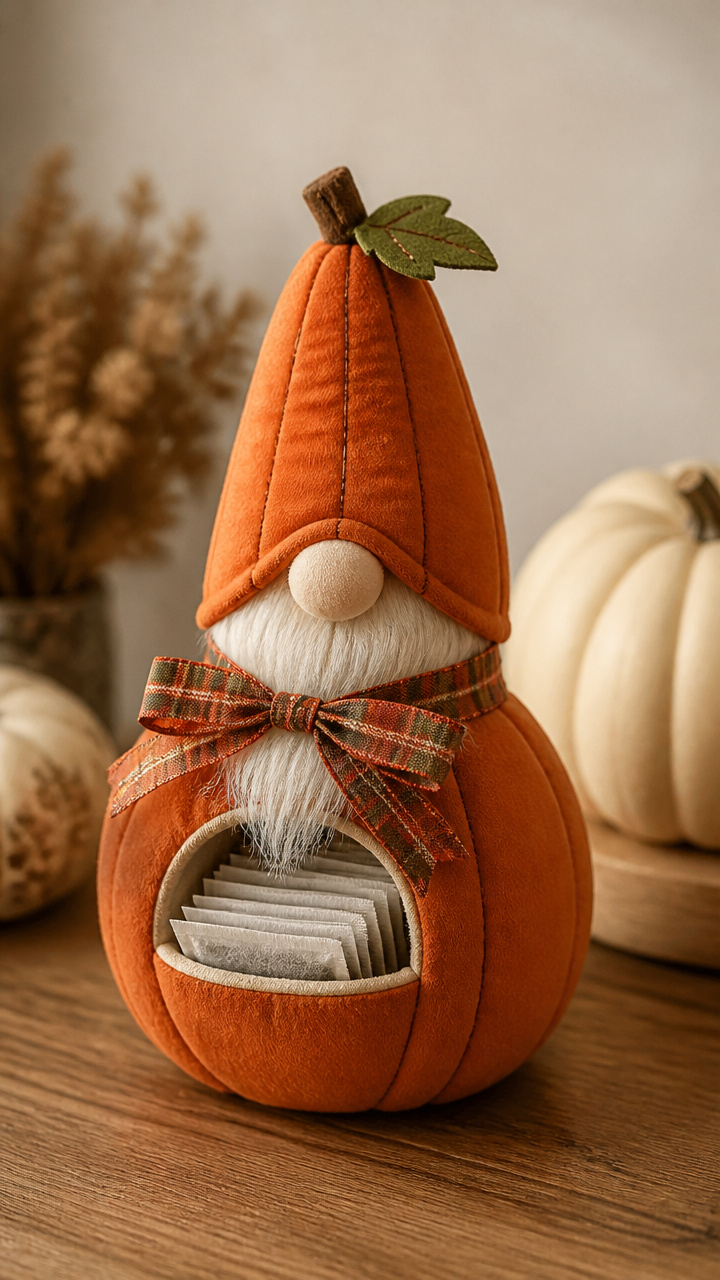 Pumpkin Gnome Tea Bag Holder