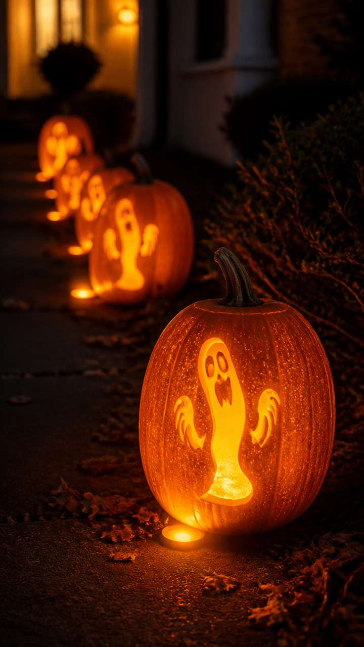Pumpkin Path Markers with Haunted Quotes