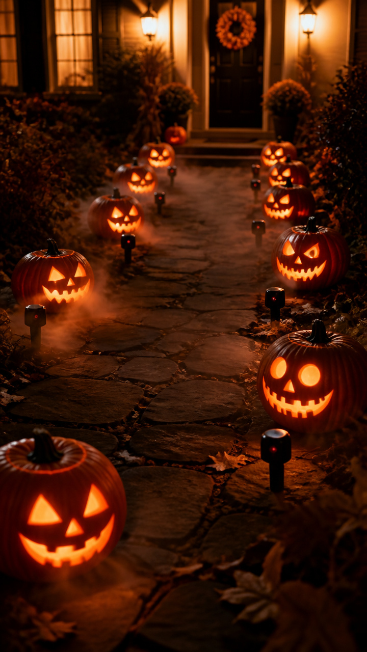 Pumpkin Pathway with Motion-Activated Sound Effects
