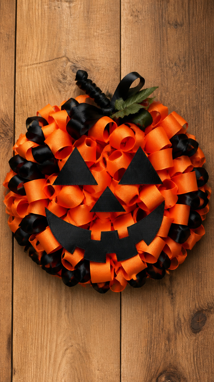 Pumpkin Ribbon Wreath Style