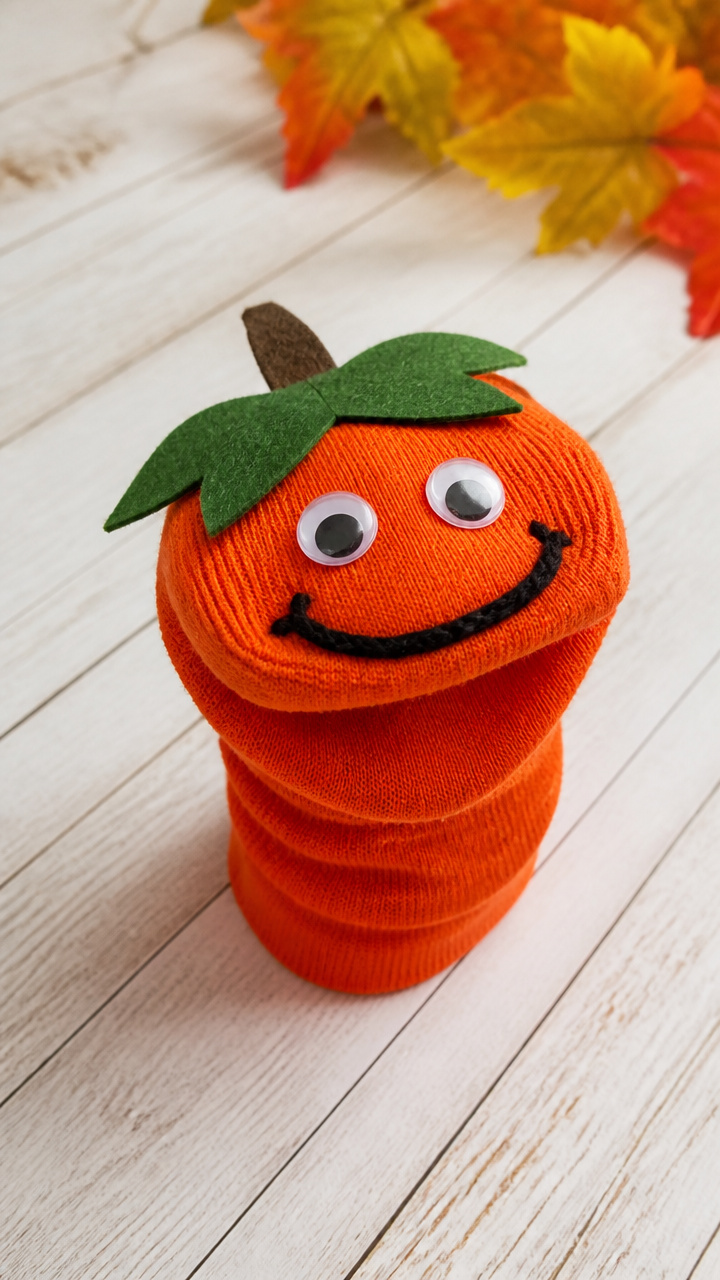 Pumpkin Sock Puppet