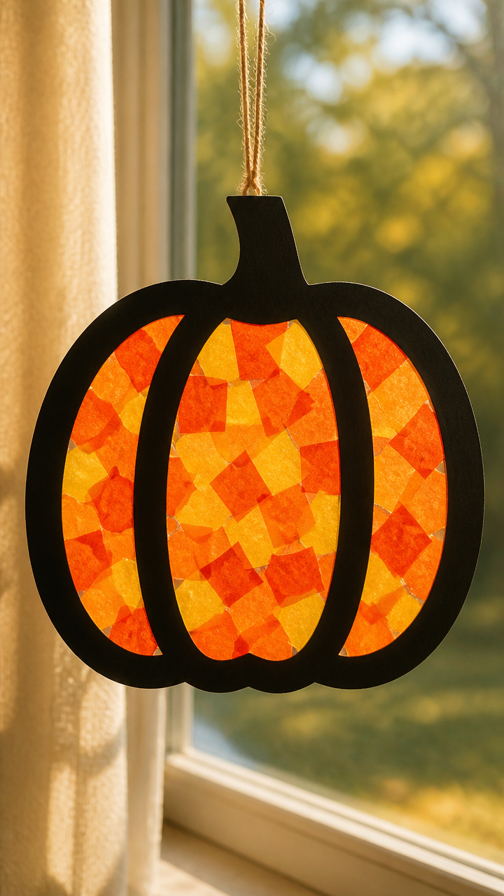 Pumpkin Stained Glass Suncatcher