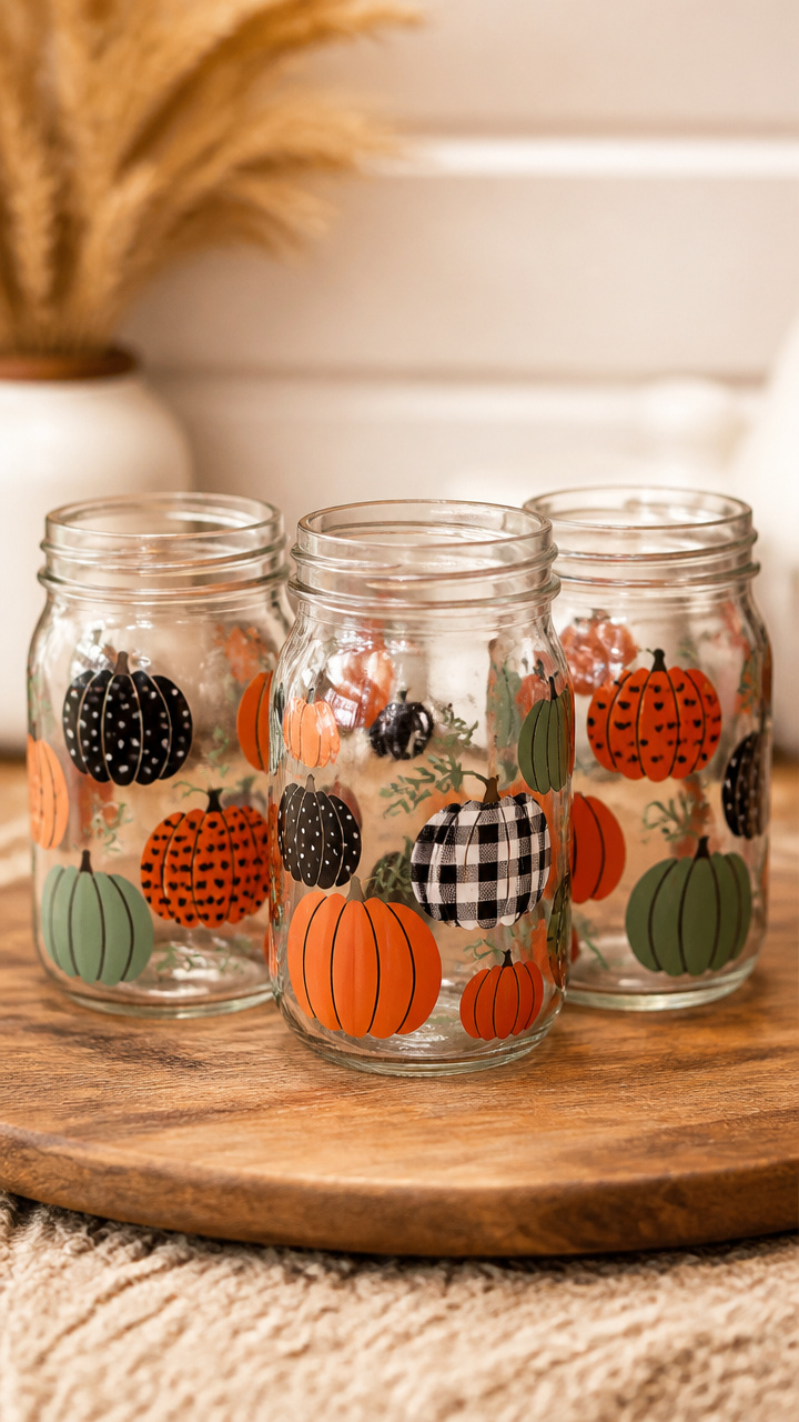 Pumpkin Sticker Mason Jars