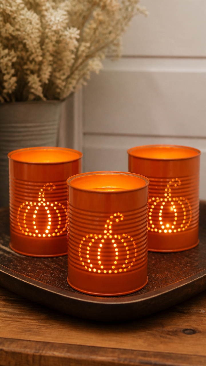 Pumpkin Tin Can Lanterns