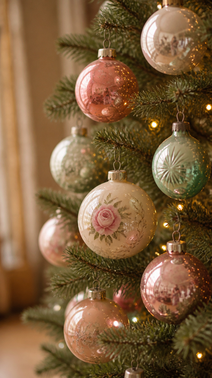 Retro Glass Ball Ornaments in Soft Tones