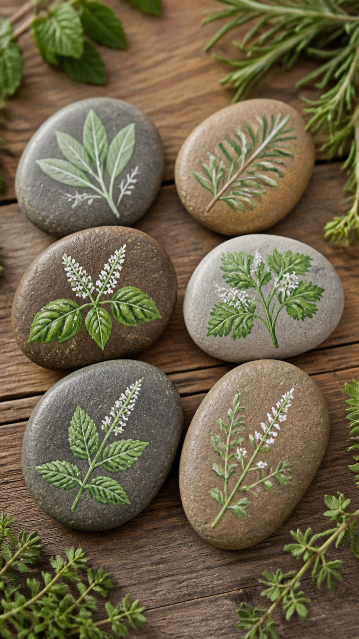 River Stone Herb Markers