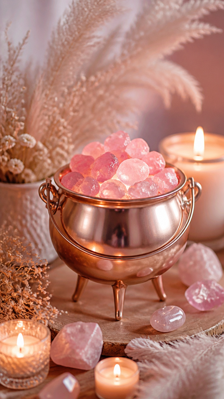 Rose Quartz Crystal Cauldron