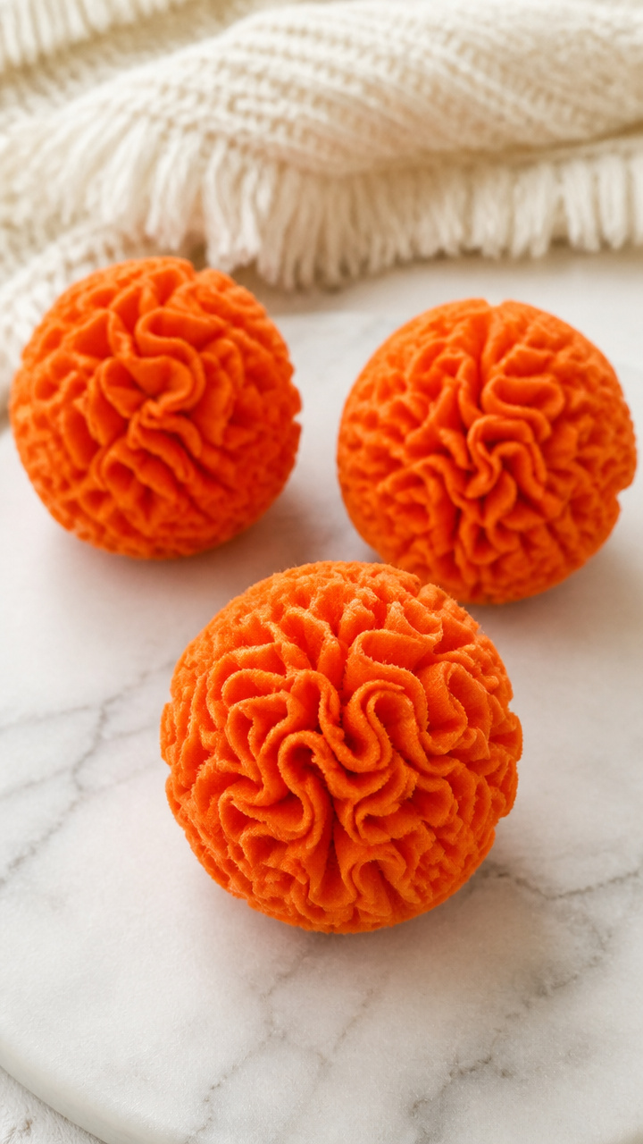 Ruffled Orange Felt Pumpkins