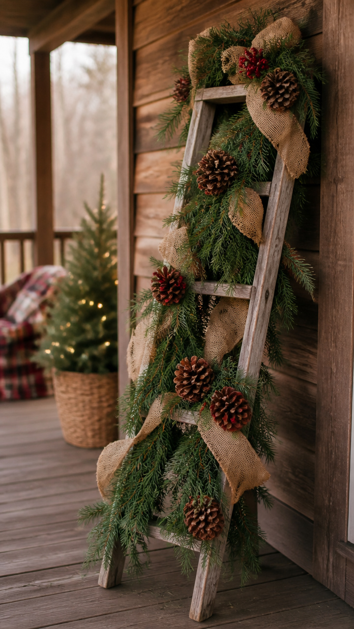 Rustic Ladder Garland Display