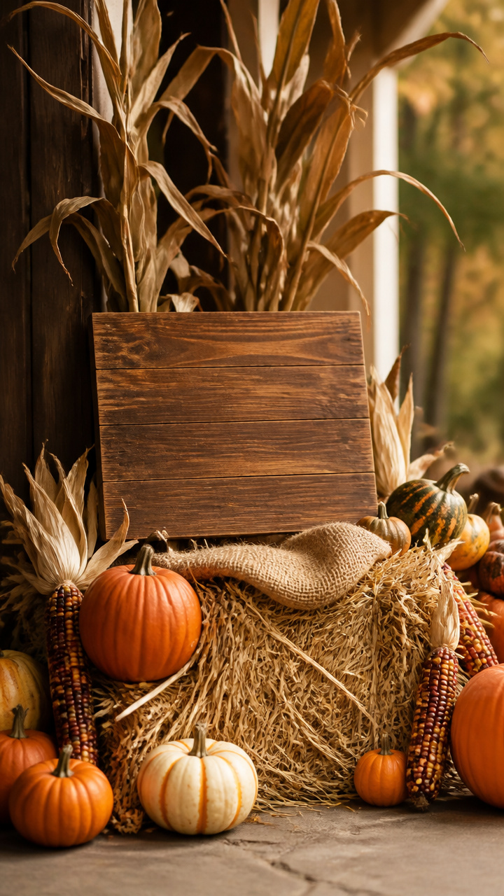 Rustic Sign Display on a Hay Bale Base
