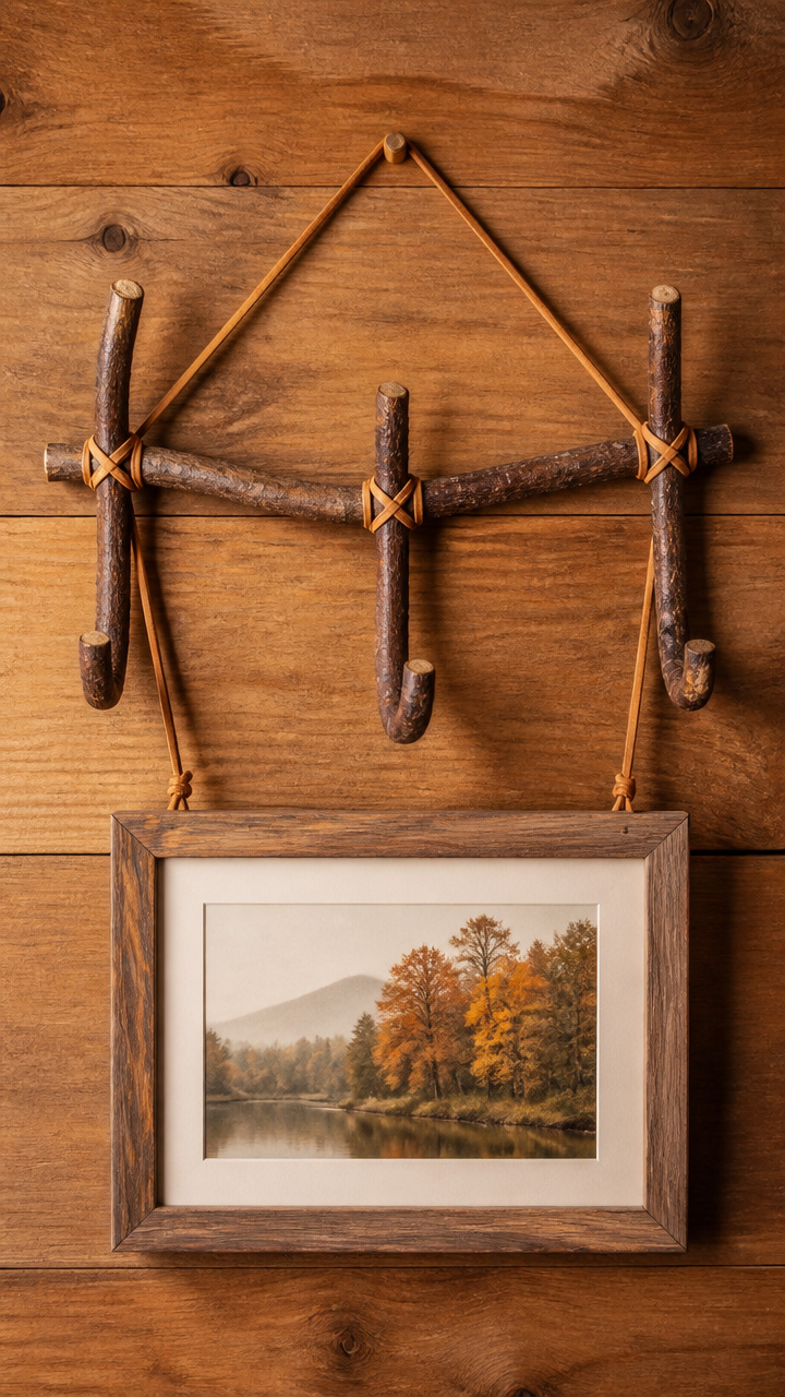 Rustic Twig Picture Hanger