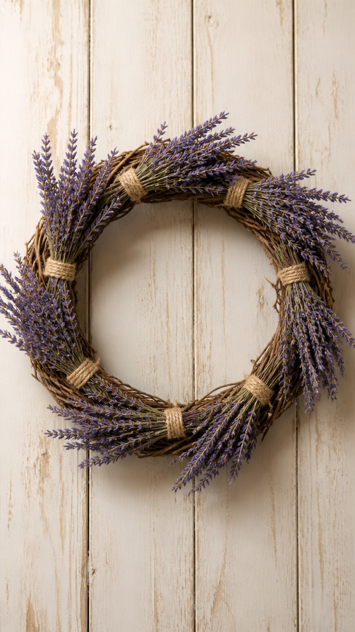 Rustic Wreath with Dried Lavender