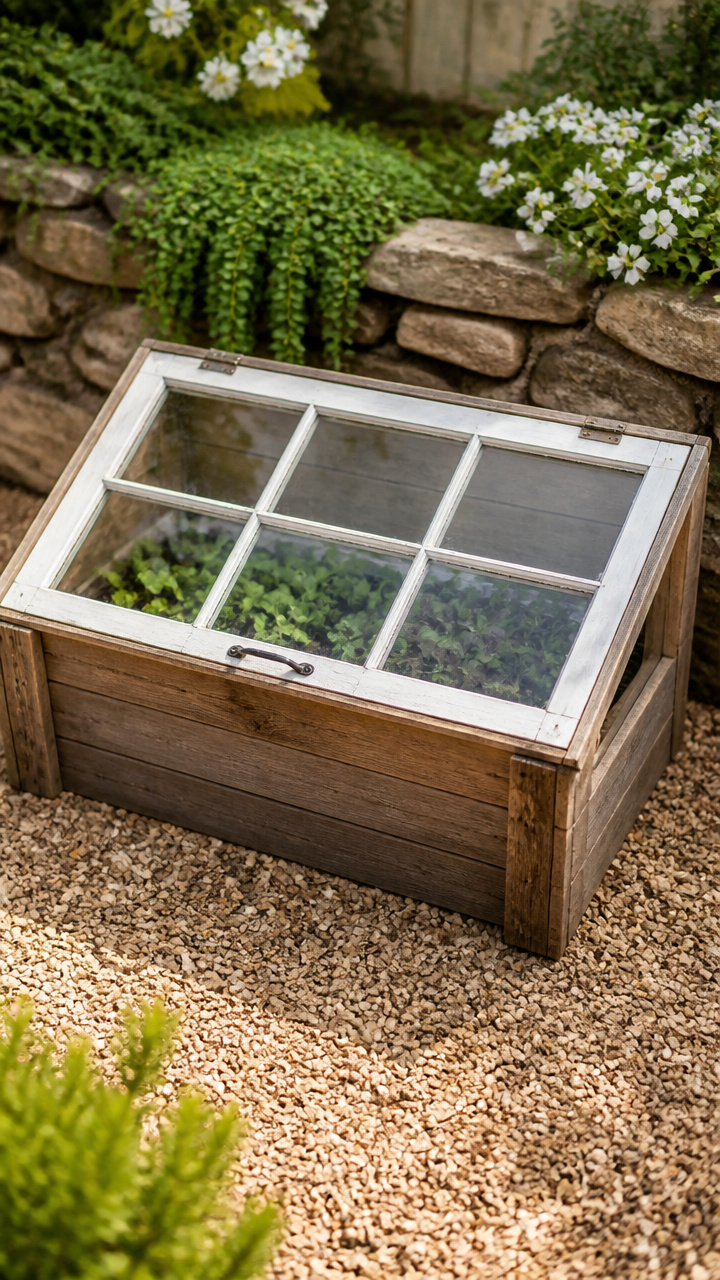 Salvaged Window Seedling Cold Frame