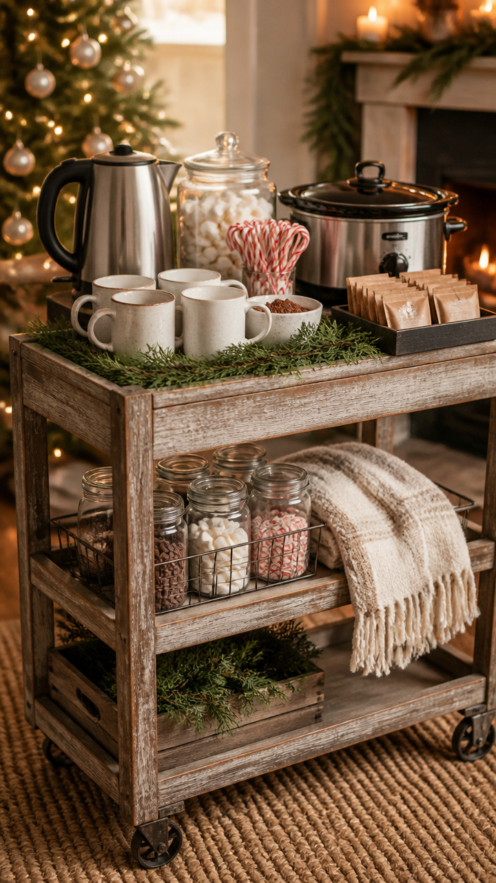 Set Up a Hot Cocoa Bar on a Wooden Cart