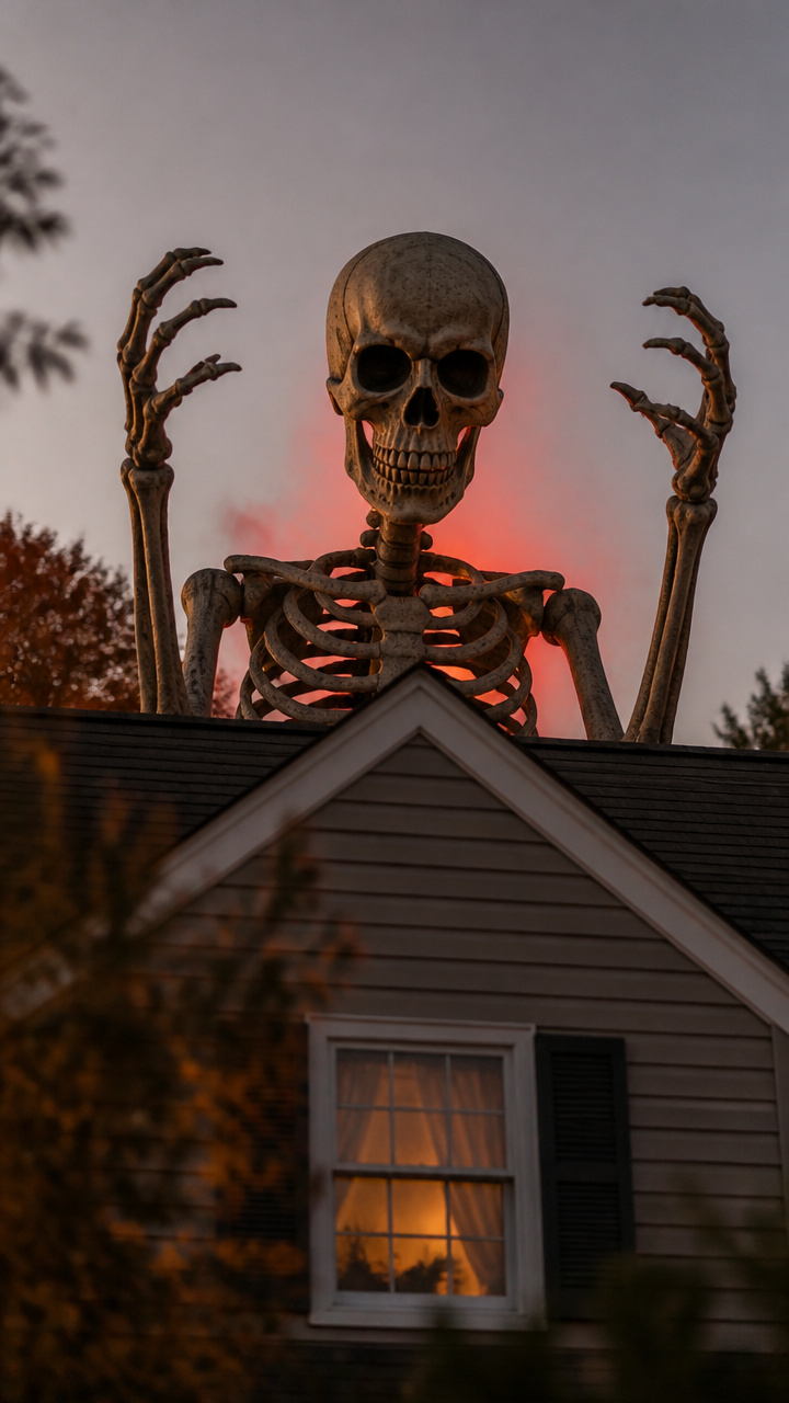 Skeletal Giant Peeking Over Your Roofline