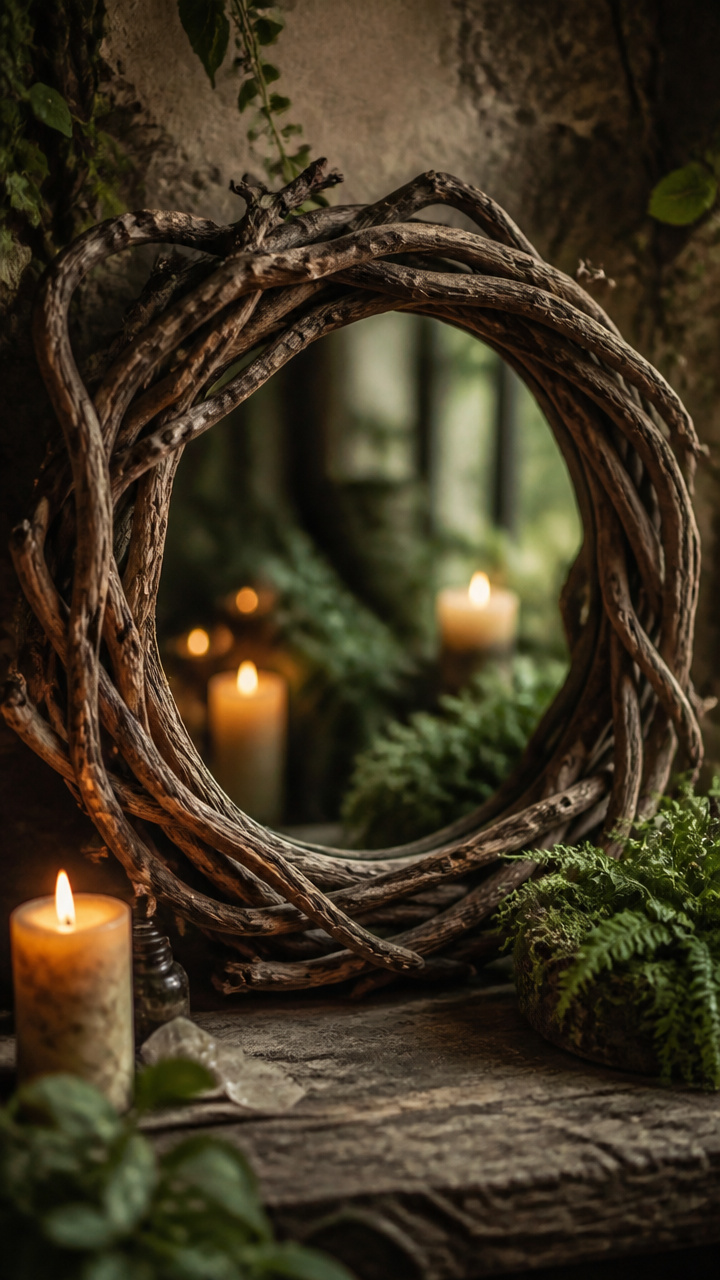 Small Mirror Framed in Twisted Branches