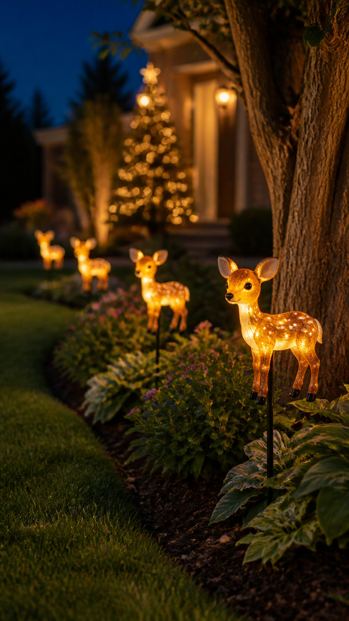 Solar-Powered Glowing Fawn Garden Markers