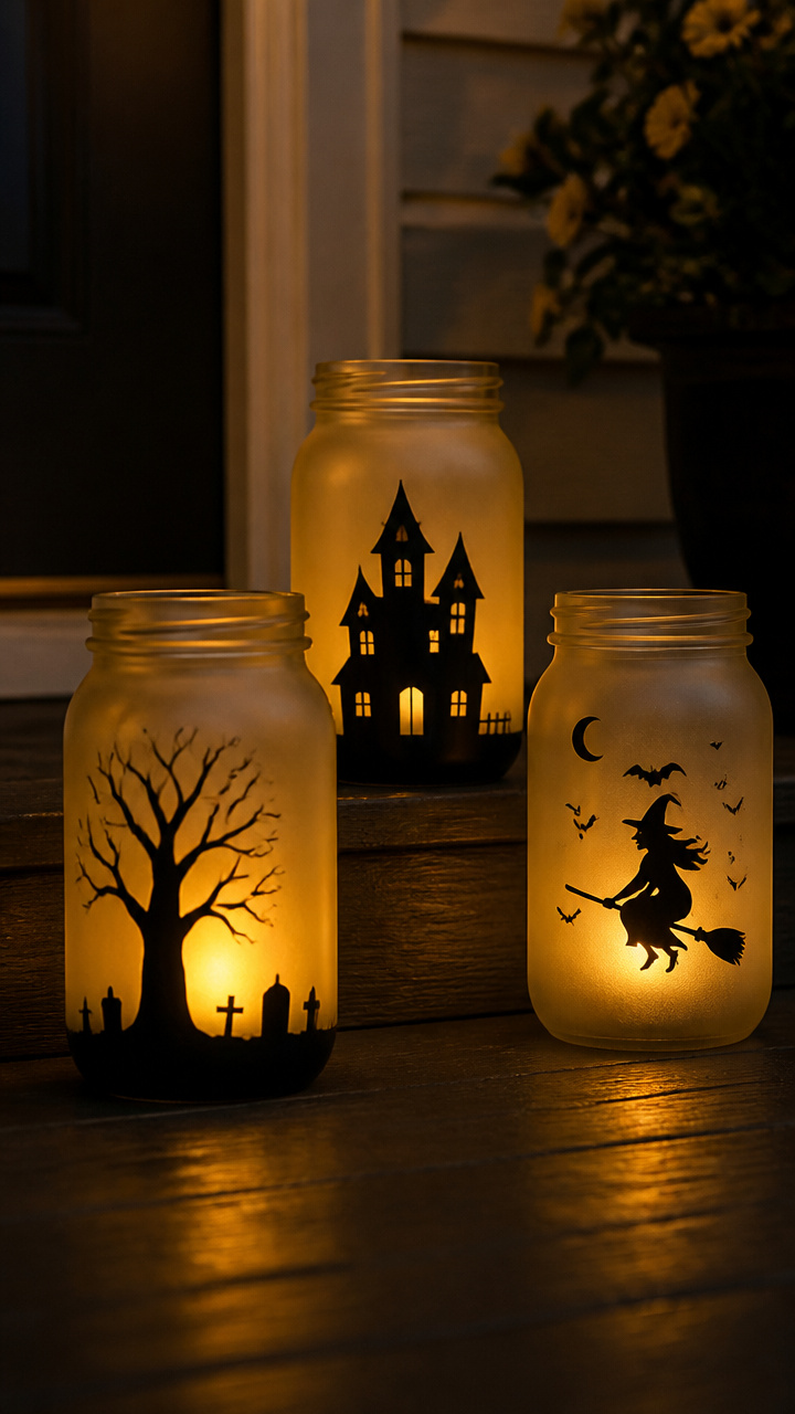 Spooky Mason Jar Lanterns
