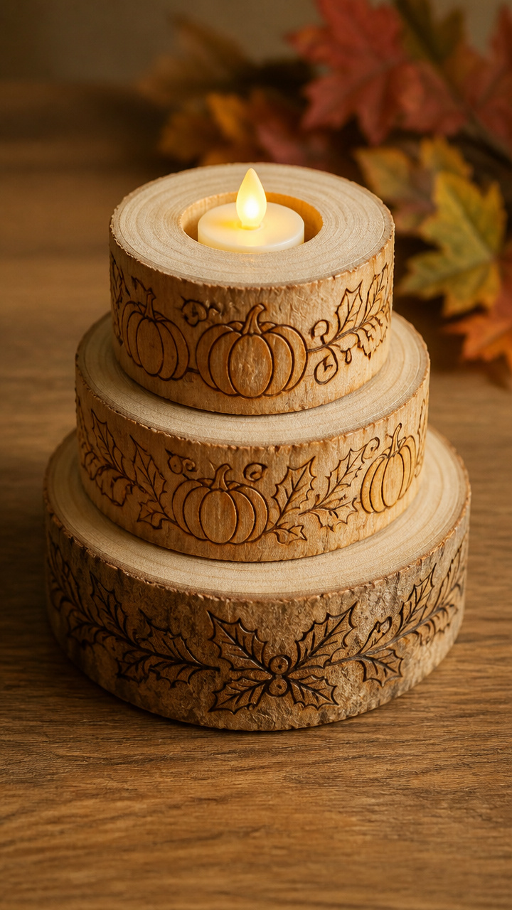 Stacked Log Candle Holder