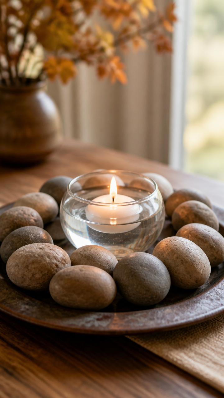Stone Circle with Floating Candle