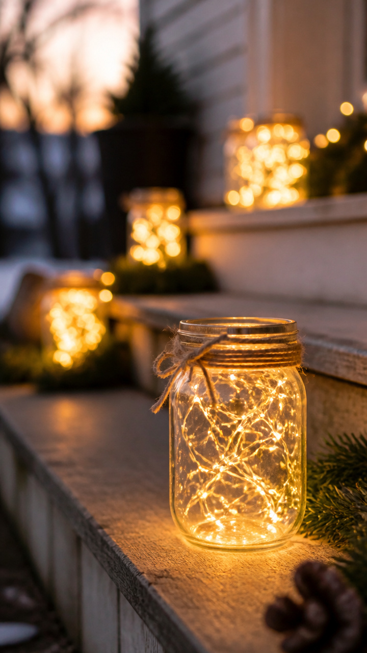 String Lights in Mason Jars