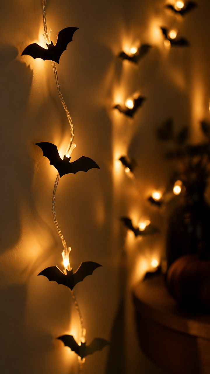 String Lights with Mini Paper Bats