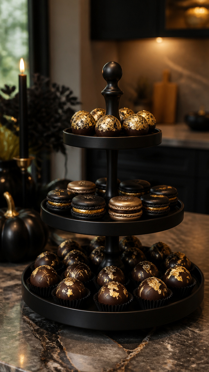 Tiered Stand with Gold-Topped Treats