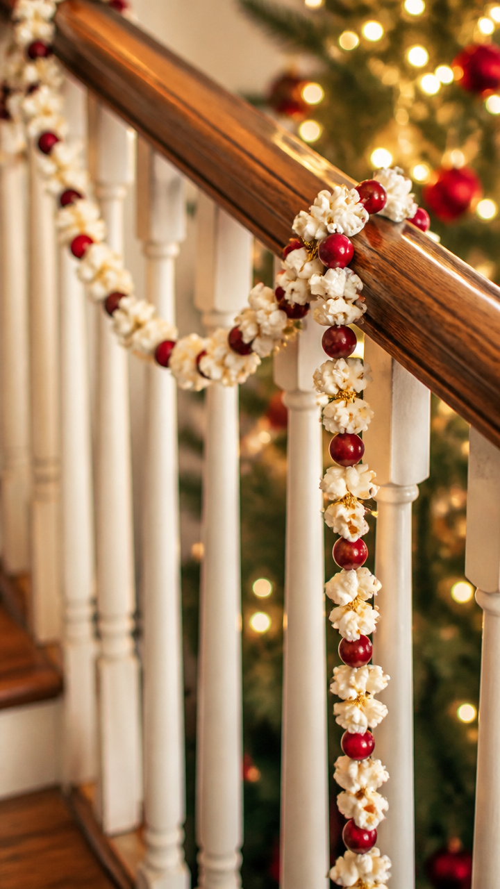 Tinseled Garlands Made from Popcorn and Cranberries