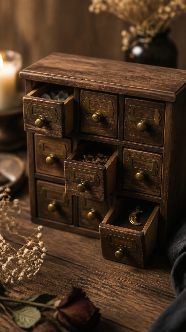 Tiny Apothecary Drawers with Hidden Charms
