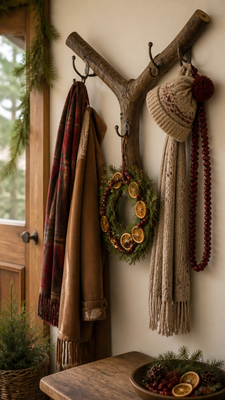 Tree Branch Coat Rack for Holiday Hats and Scarves