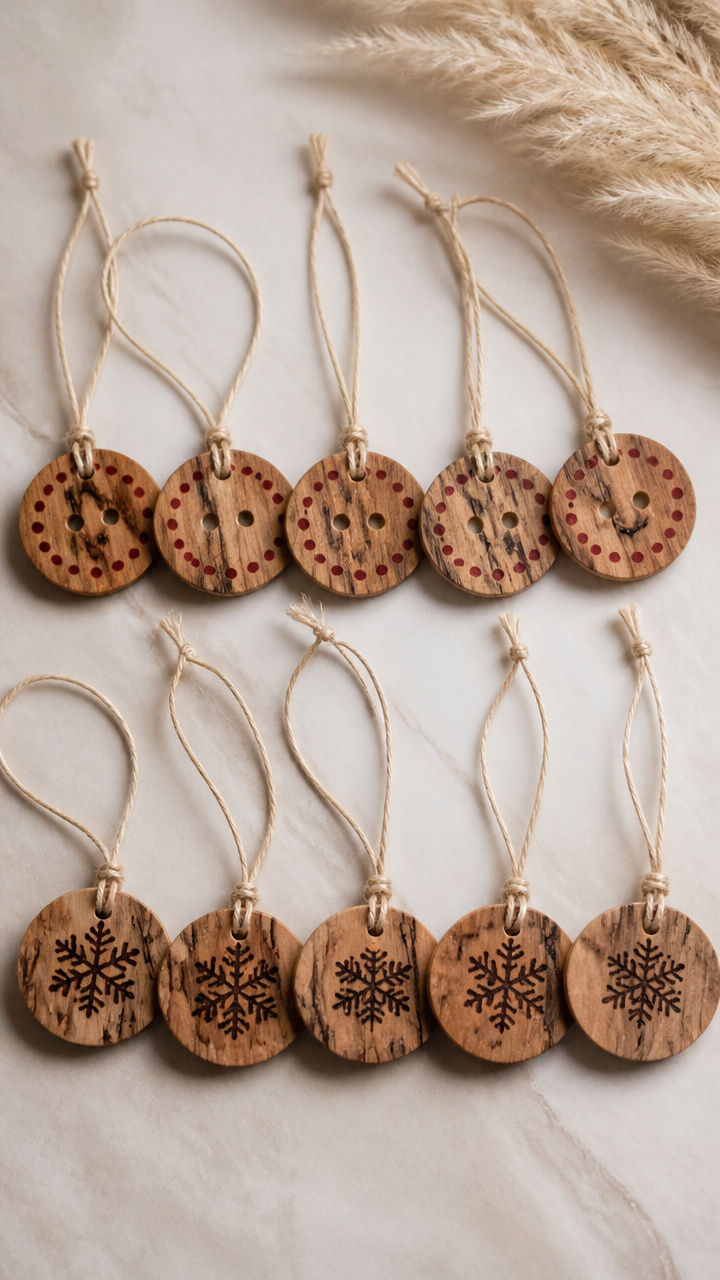 Turned Walnut Button Ornaments