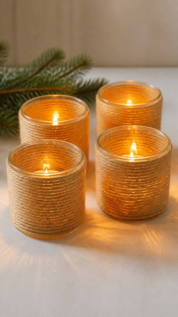 Twine-Wrapped Candle Holders