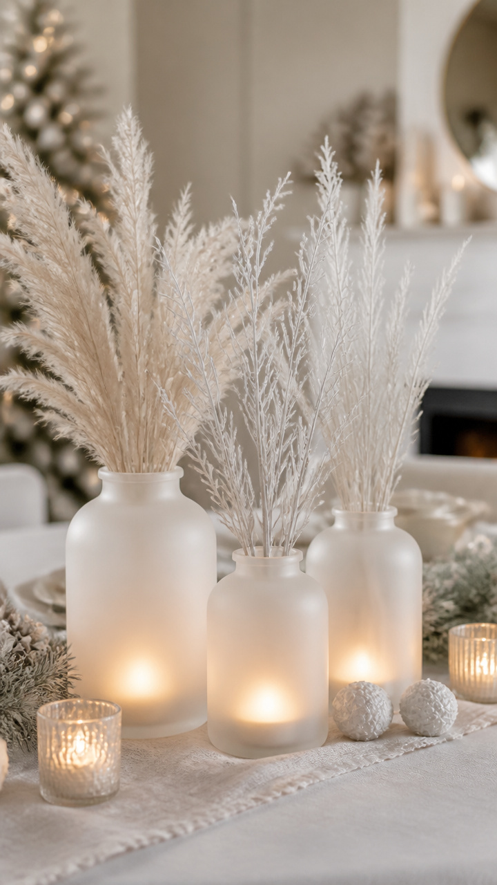 Use Frosted Glass Vases as Centerpieces