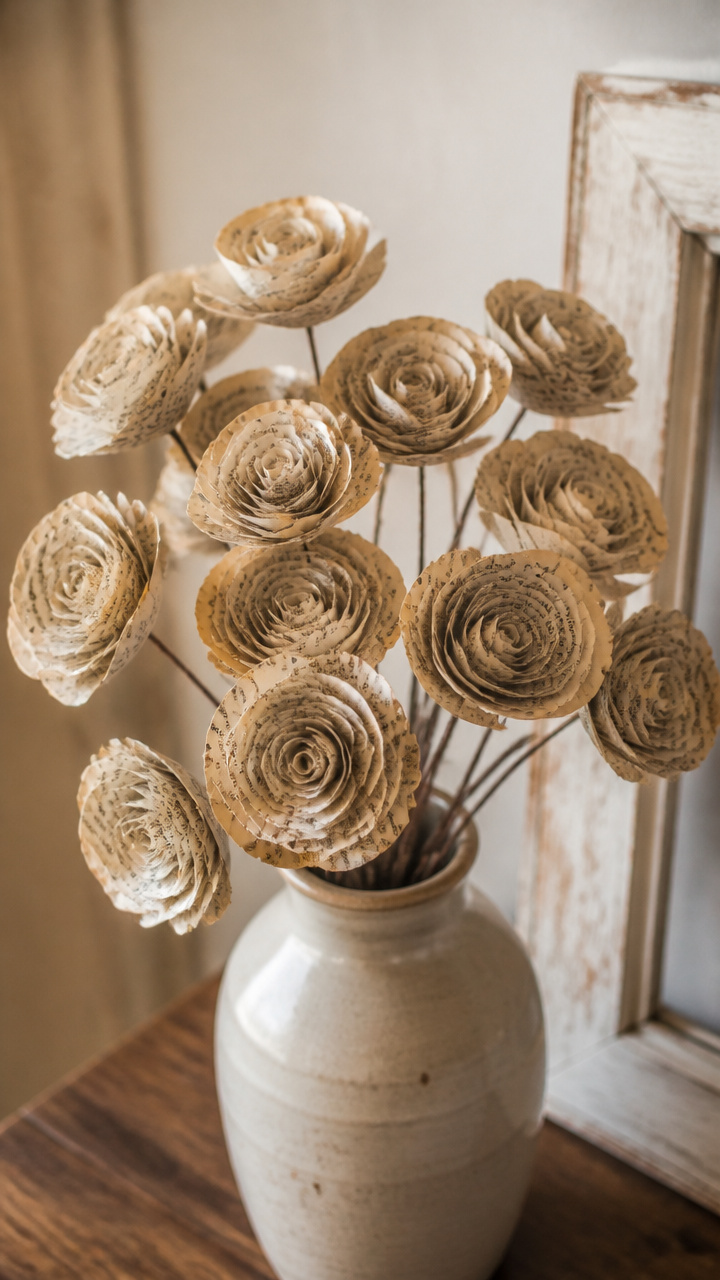 Vintage Book Page Flowers