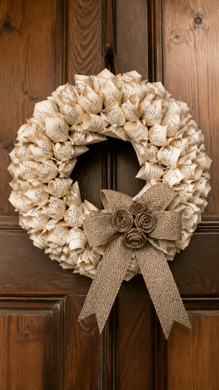 Vintage Book Page Wreath