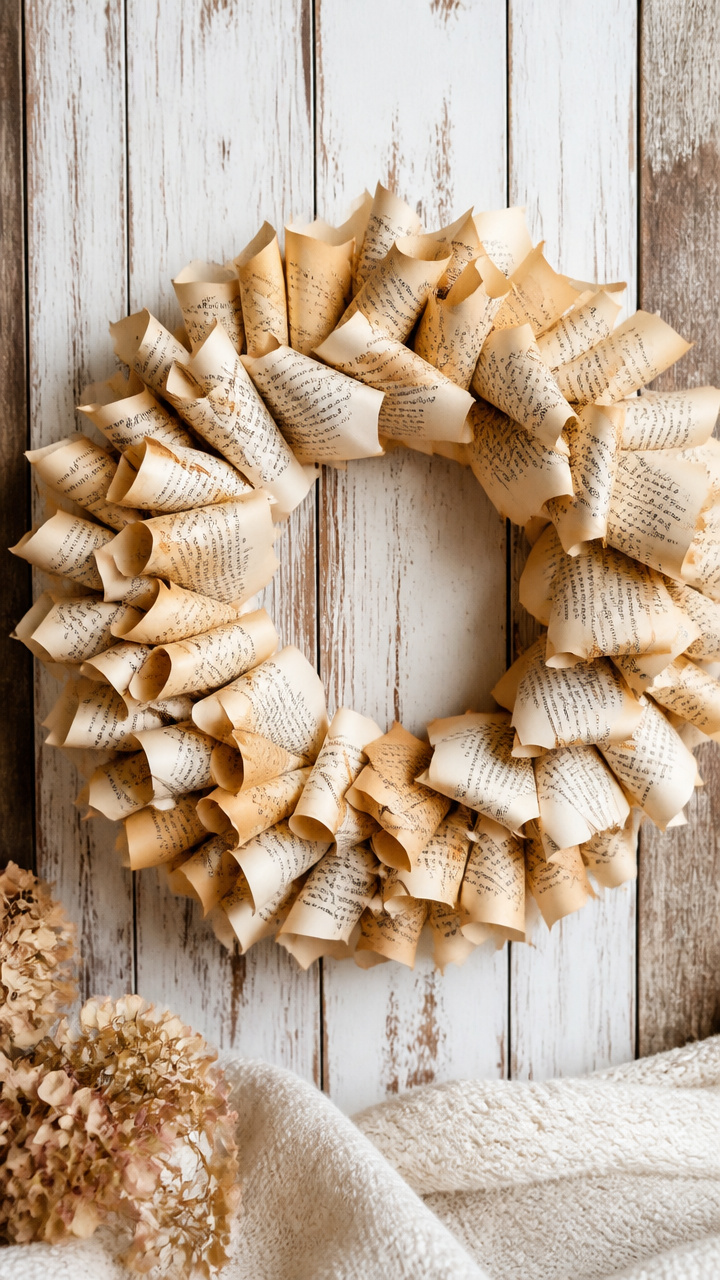 Vintage Book Page Wreath