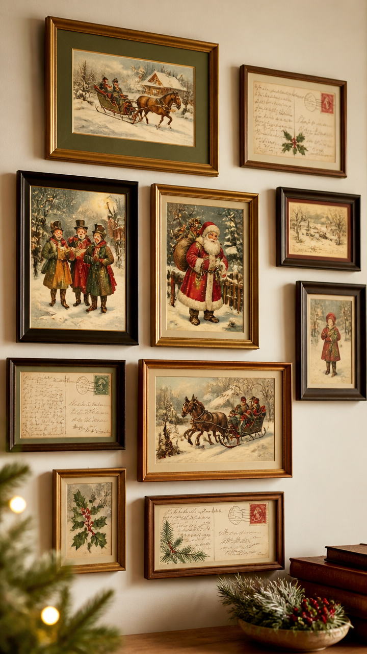 Vintage Holiday Postcards as Wall Art