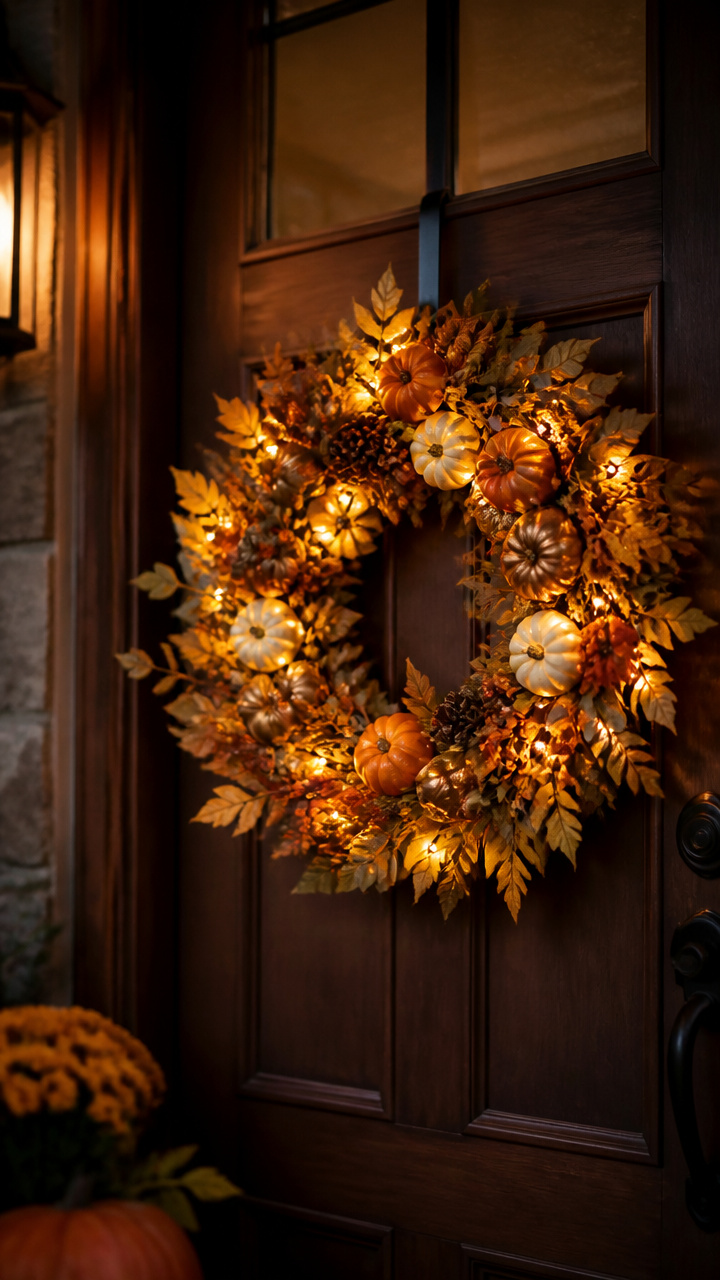 Warm Glow Solar Light Wreath