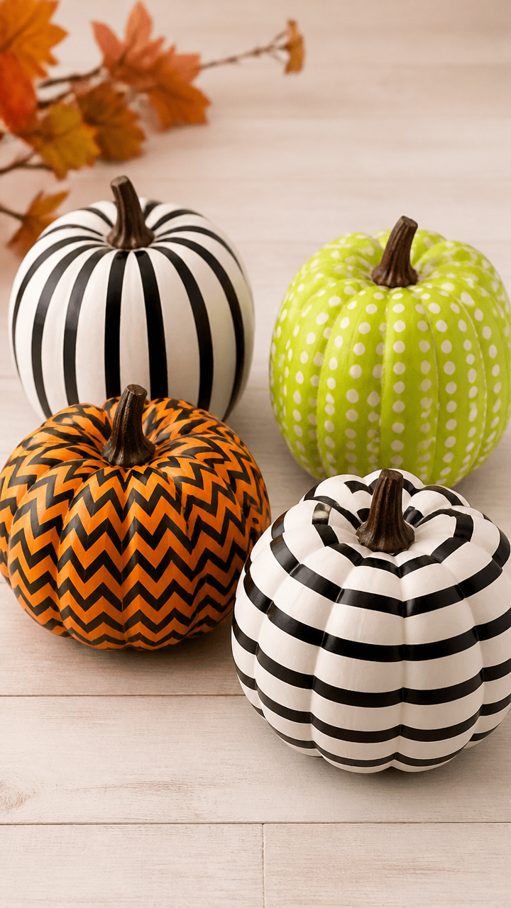 Washi Tape Striped Pumpkins