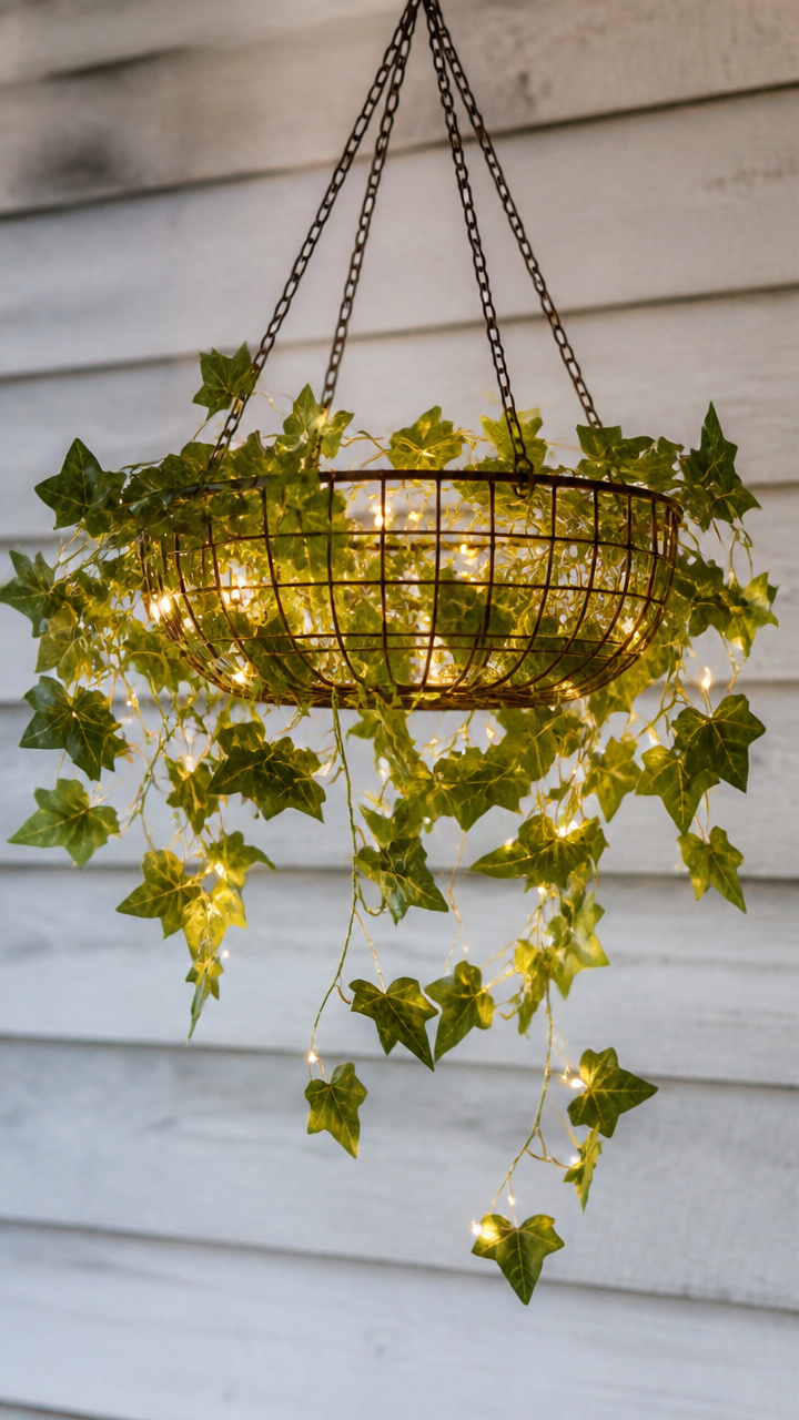 Wire Basket Solar Chandelier