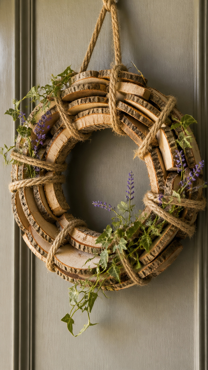 Wood Slice and Jute Rope Wreath