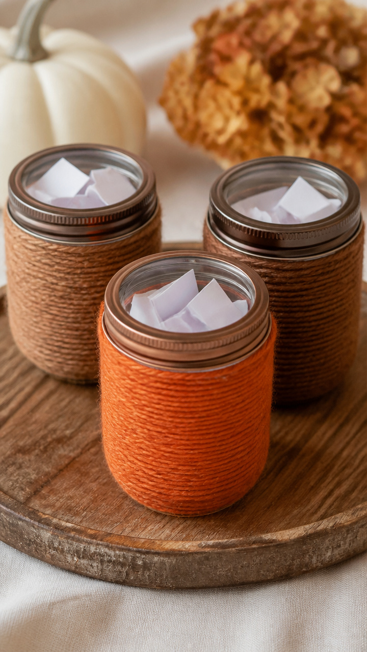 Yarn-Wrapped Gratitude Jars