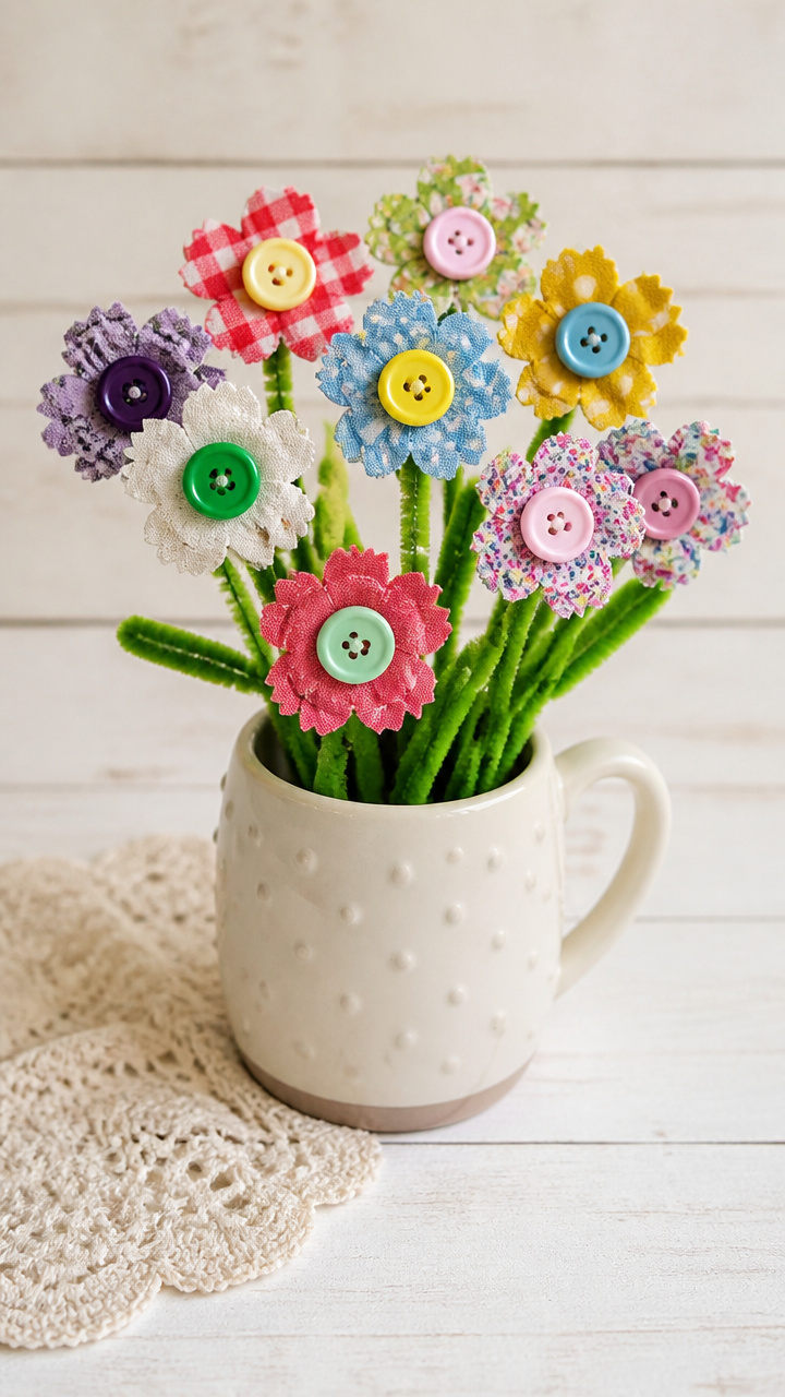 Button Flower Wall Bouquet