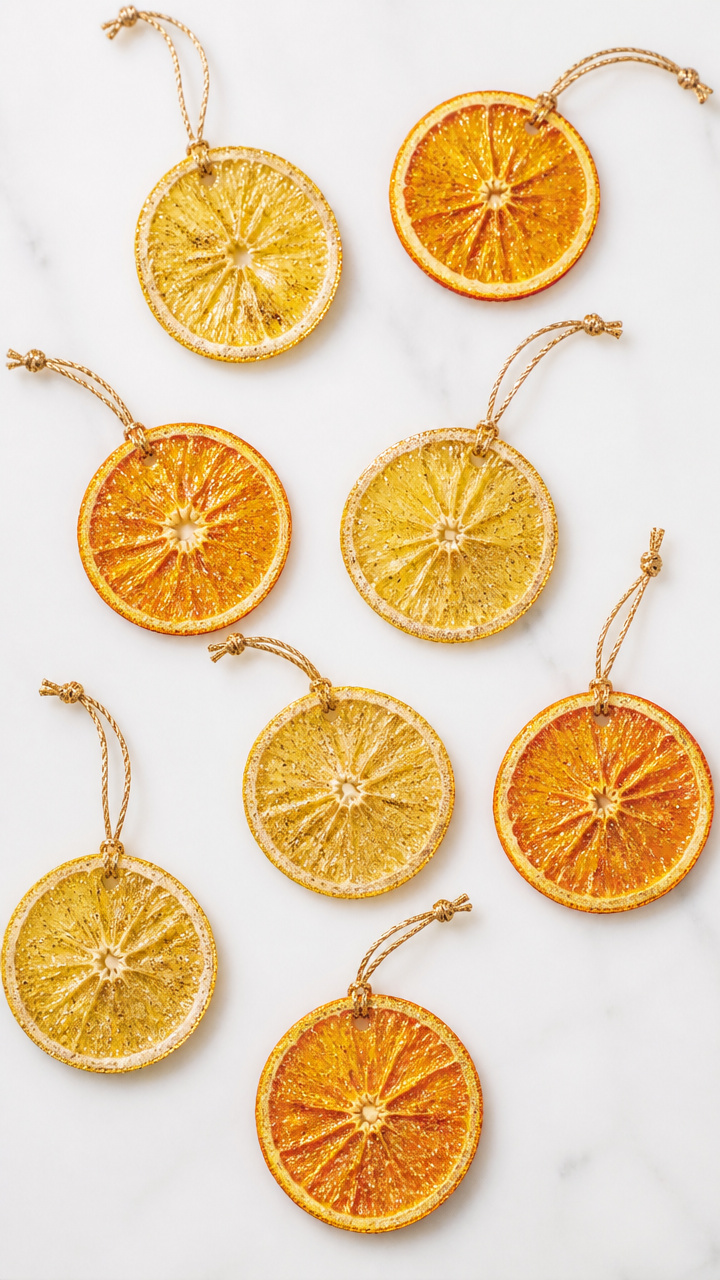 Glittered Citrus Slice Ornaments