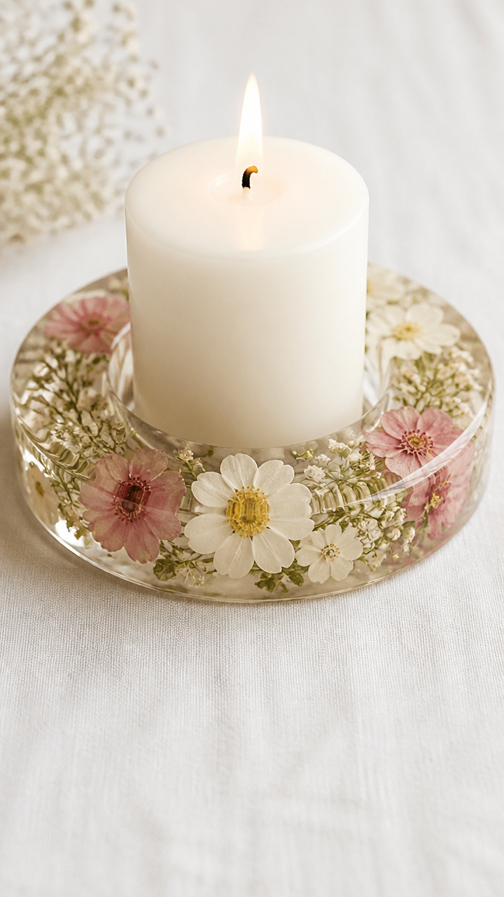 Pressed Flower Candle Rings