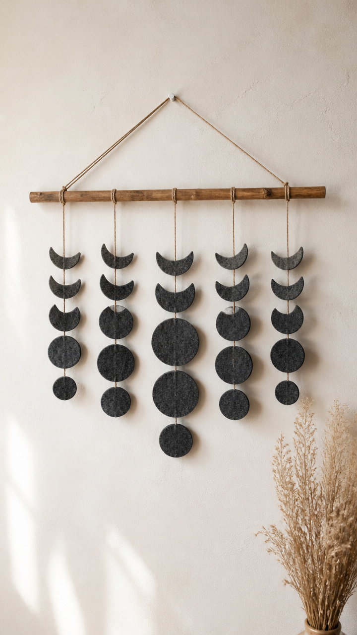 Felt Lunar Phase Wall Hangings