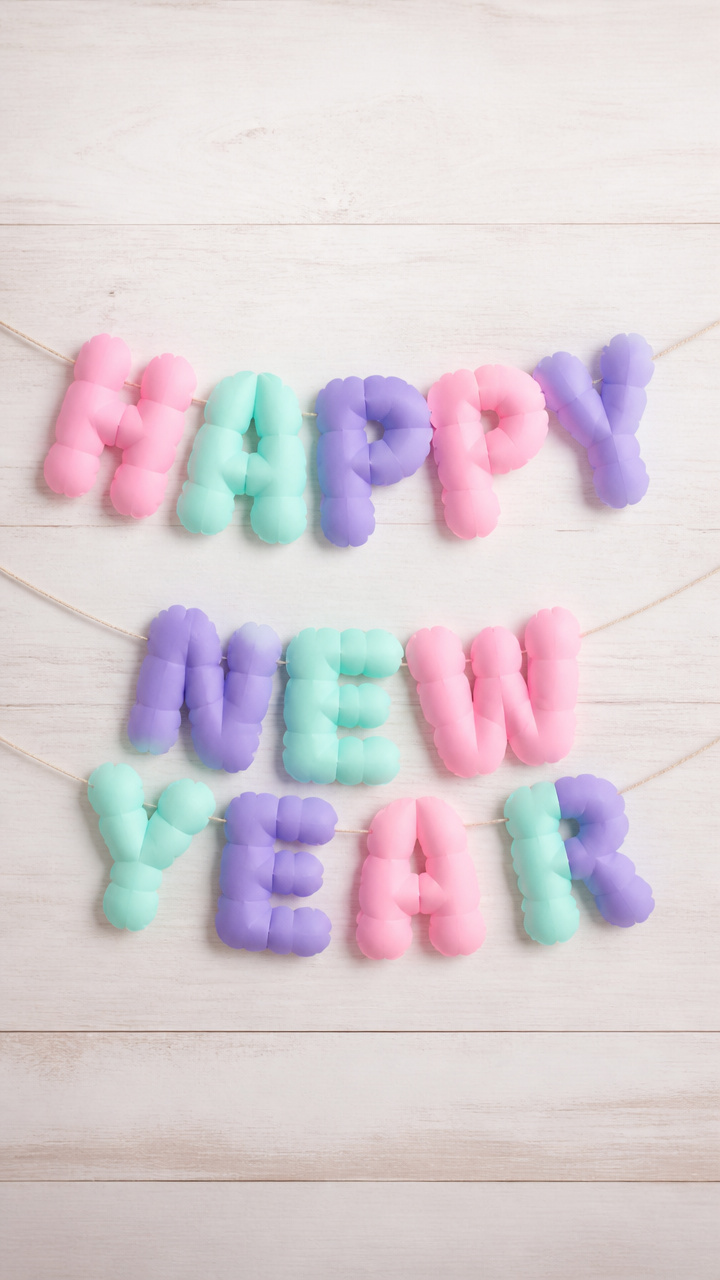 New Year Bubble Letters Banner