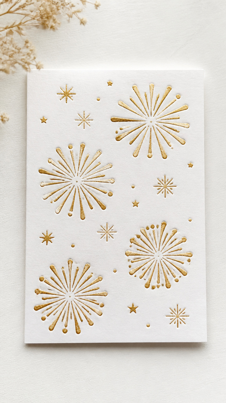Foam Stamp New Year Cards