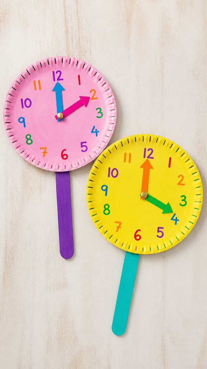 Paper Plate Clock Wands